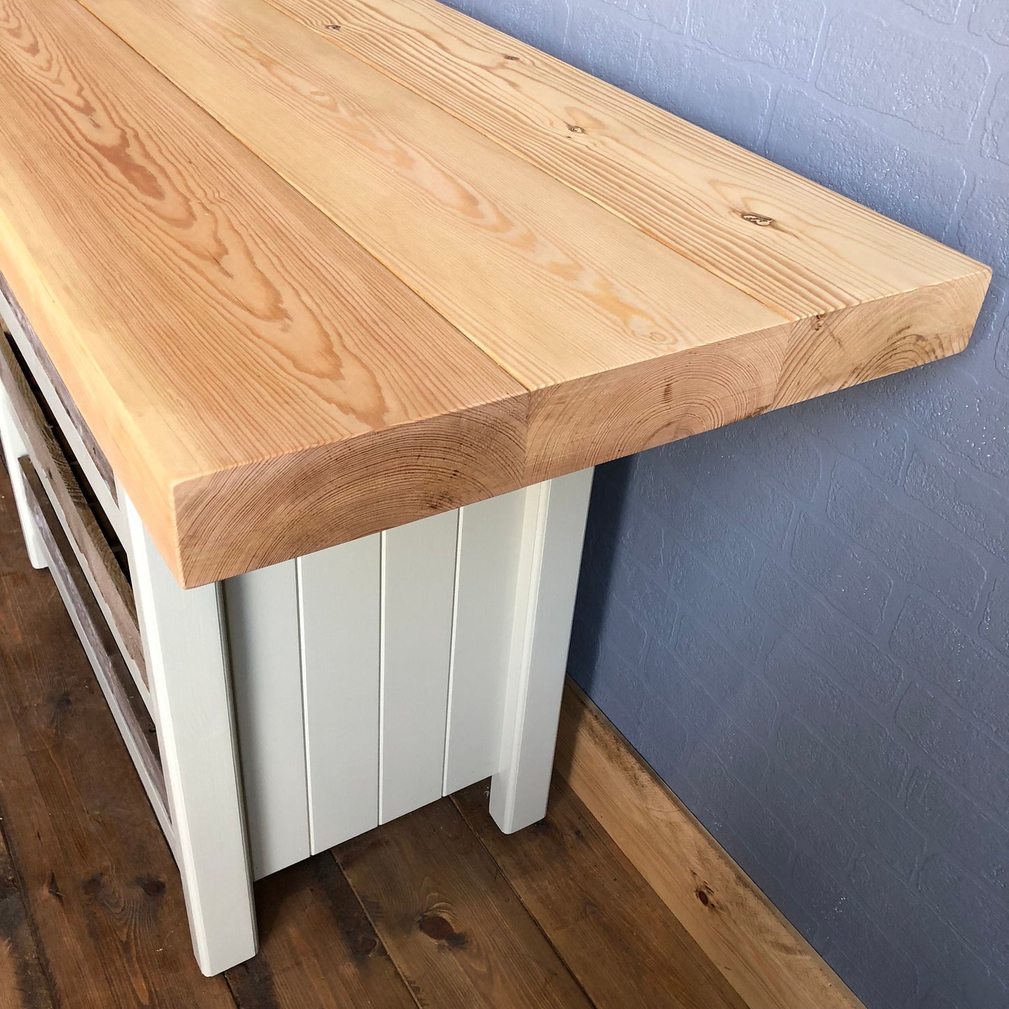 Breakfast Bar Island with Vintage Crates & Chunky Pine Worktop - Handmade - Rustic - Freestanding Furniture