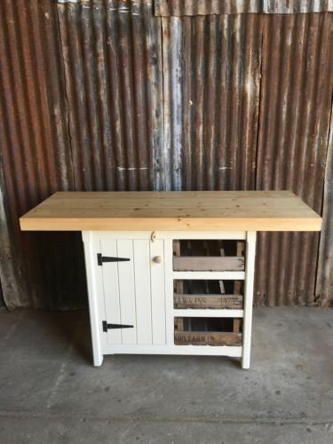 Kitchen Island Cupboard Drawers Breakfast Bar Storage Unit Rustic Solid Pine