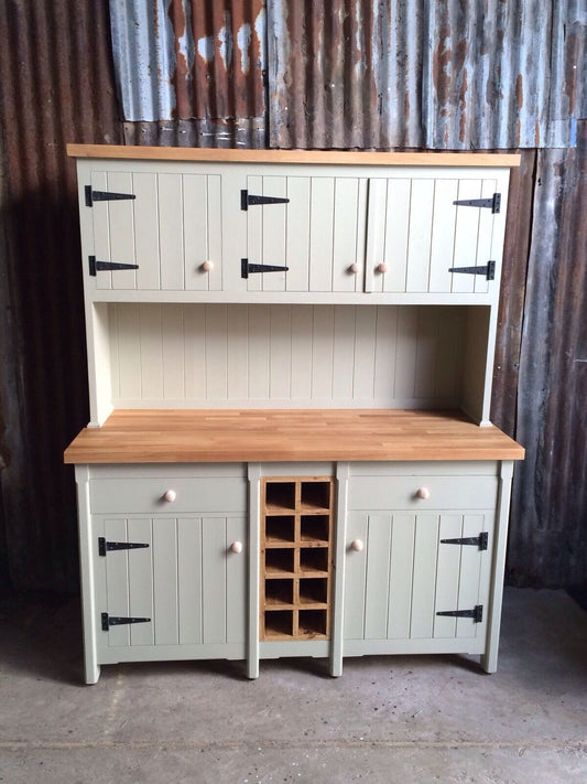 Freestanding Welsh Dresser with Oak Top - Handmade Storage Unit- Rustic Furniture - Wine Rack