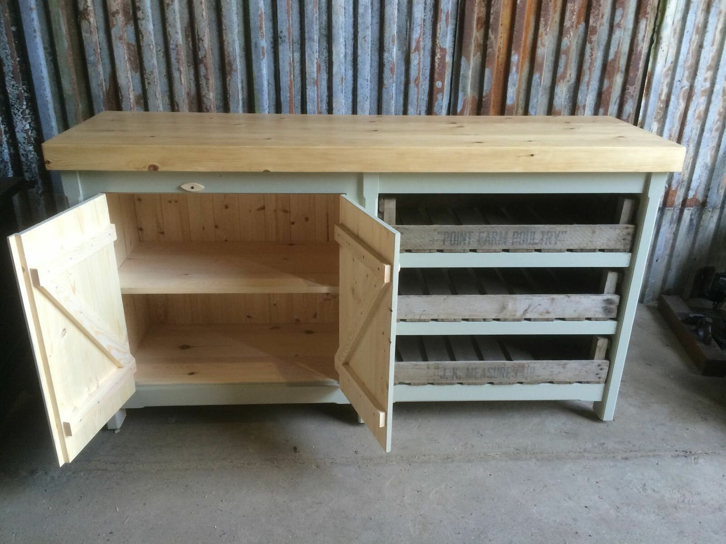 Kitchen / utility double cupboard with full size trays