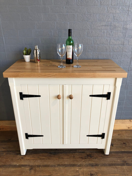 Double Door Cupboard with Solid Oak Worktop - Handmade - Rustic - Freestanding Furniture