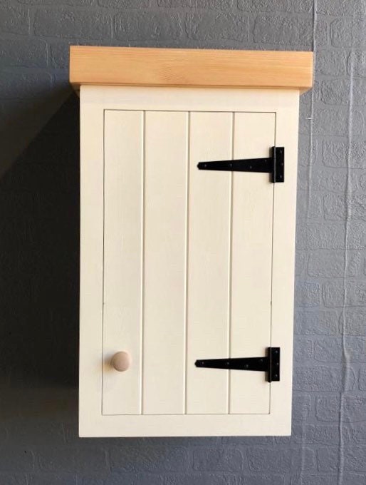 Single Door Wall Cupboard - Chunky Pine Top - Handmade - Rustic Furniture