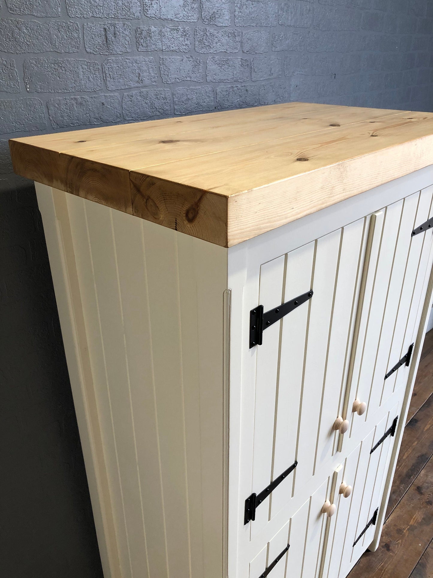 Freestanding Storage Larder with Chunky Pine Top  - Handmade Pantry Unit - Kitchen \ Utility Rustic Furniture