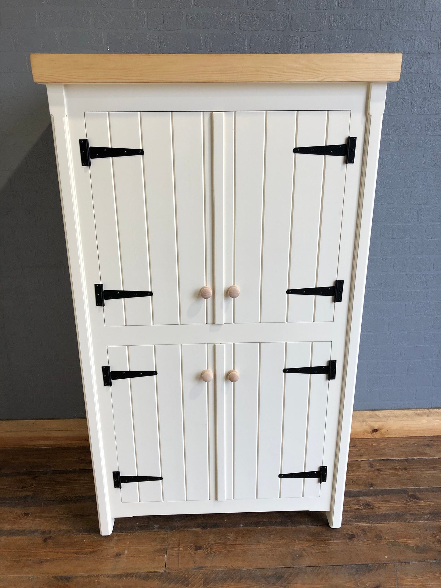 Freestanding Storage Larder with Chunky Pine Top  - Handmade Pantry Unit - Kitchen \ Utility Rustic Furniture