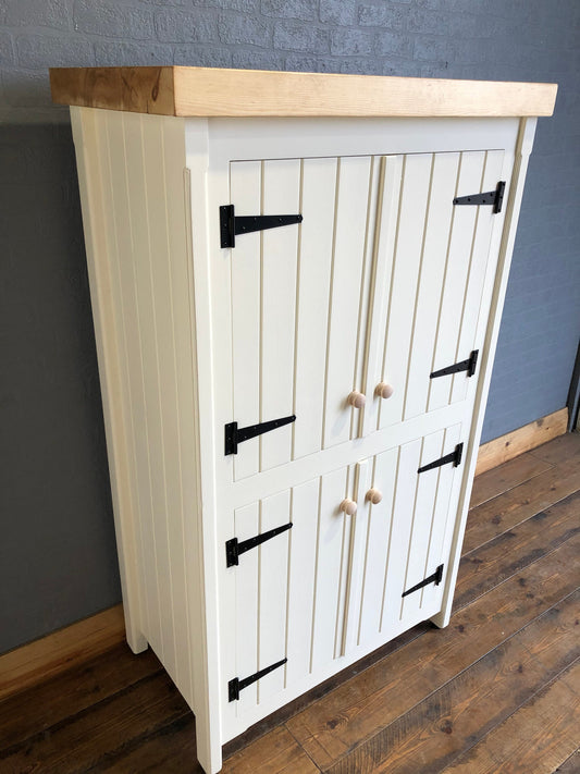 Freestanding Storage Larder with Chunky Pine Top  - Handmade Pantry Unit - Kitchen \ Utility Rustic Furniture