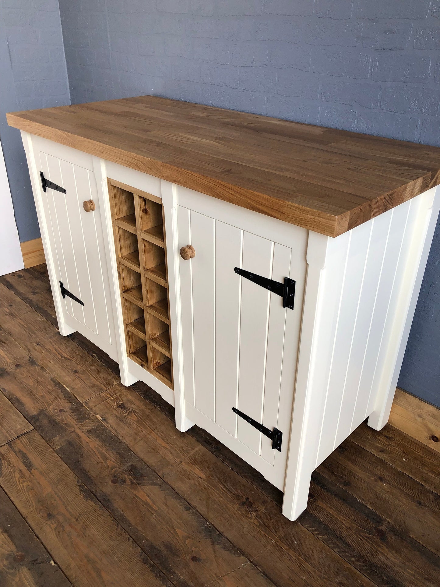 Freestanding Country / Farmhouse Kitchen Cupboard with Wine Racks