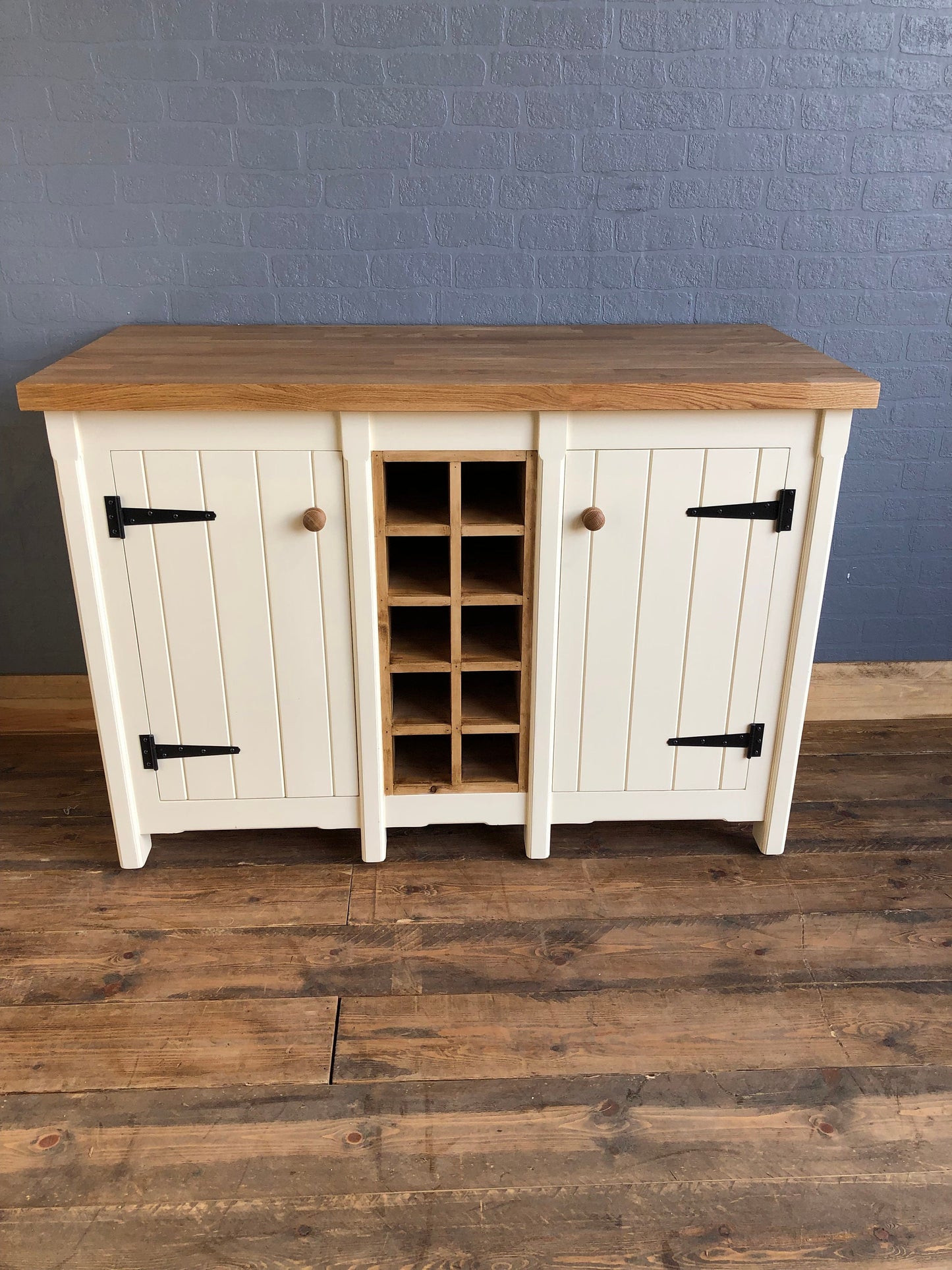 Freestanding Country / Farmhouse Kitchen Cupboard with Wine Racks