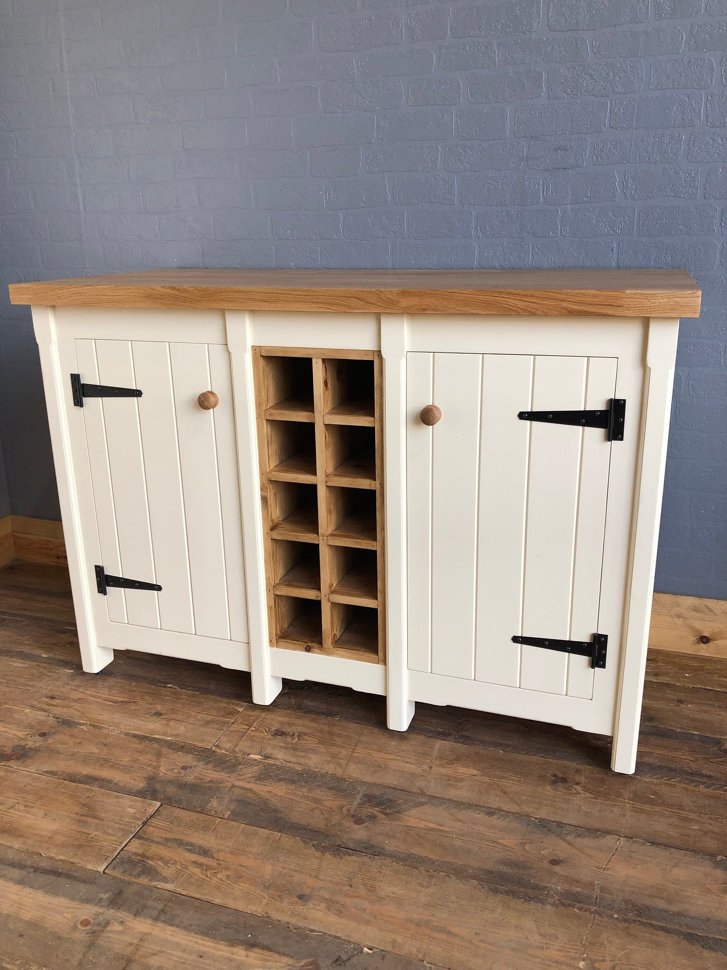 Freestanding Country / Farmhouse Kitchen Cupboard with Wine Racks