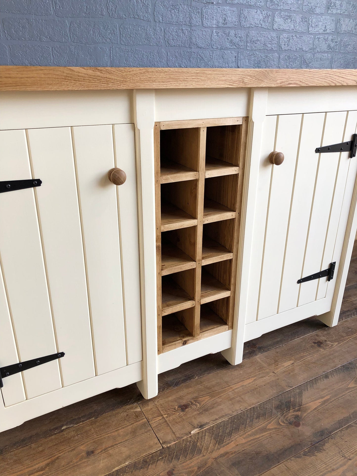 Freestanding Country / Farmhouse Kitchen Cupboard with Wine Racks