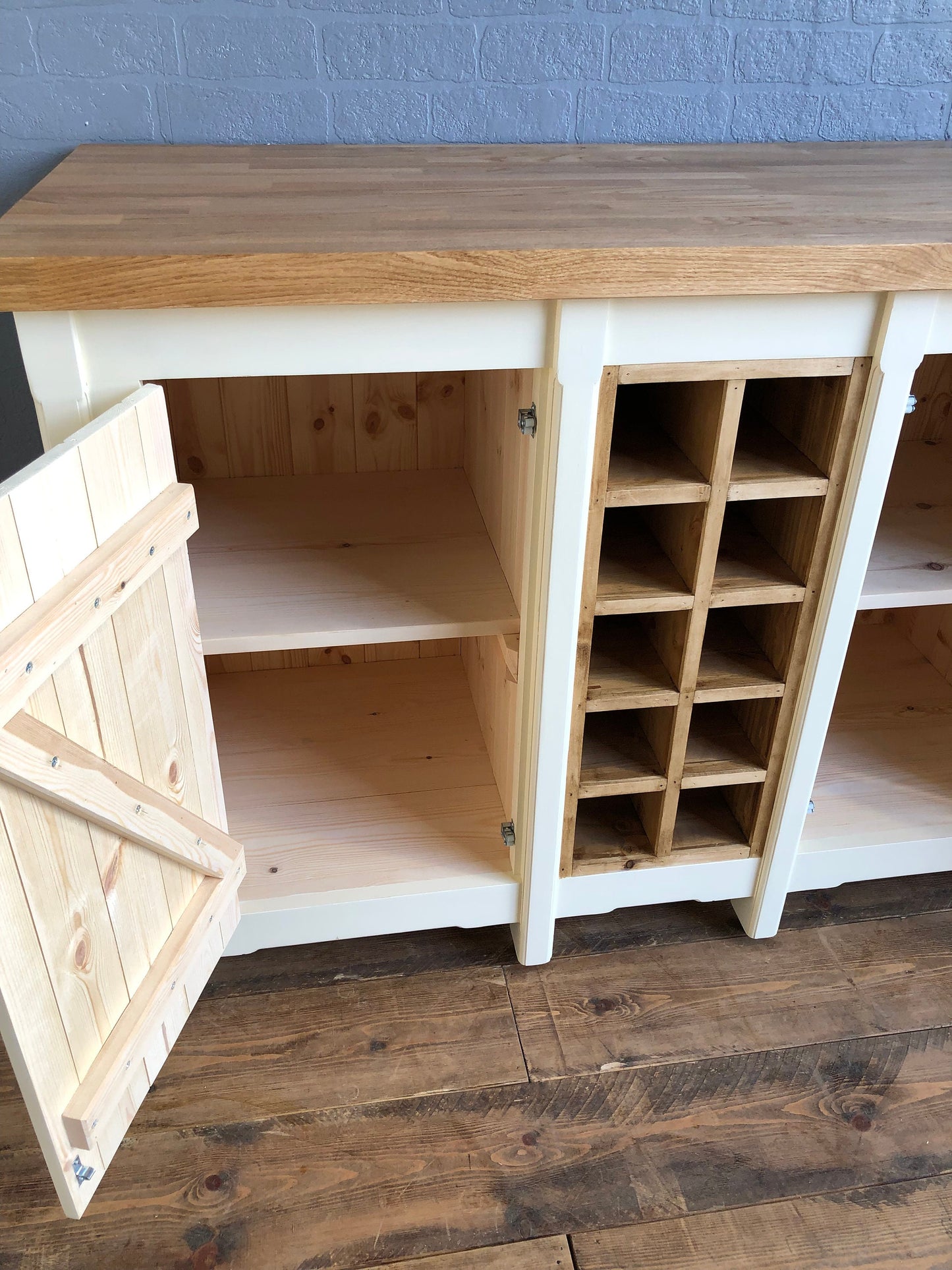 Freestanding Country / Farmhouse Kitchen Cupboard with Wine Racks